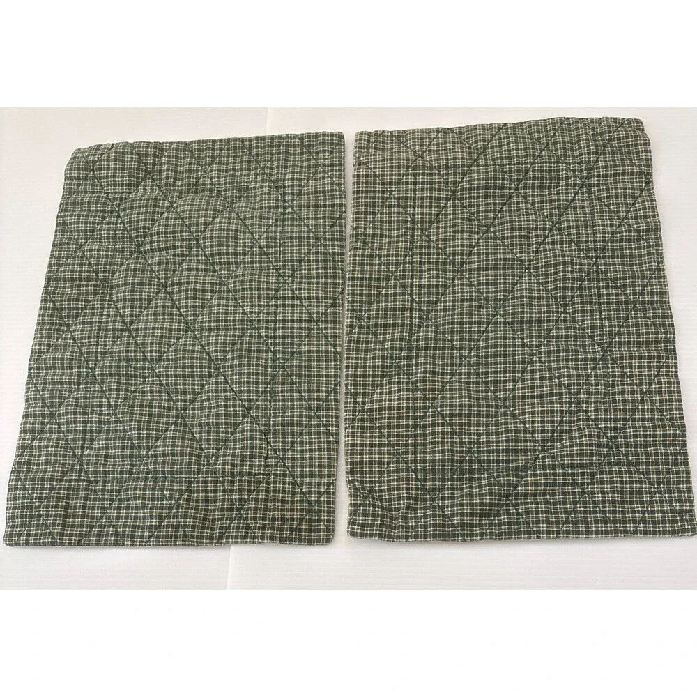 Green Gingham Check Diamond Quilted Placemats Cottagecore Farmhouse Decor